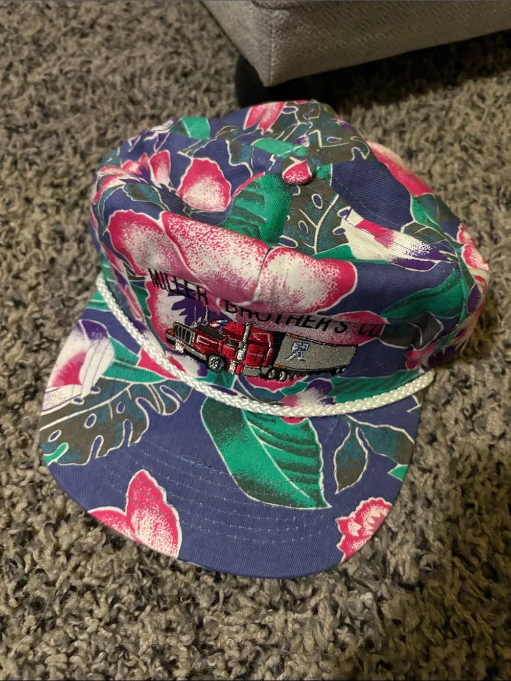 Floral Trucker Hat - Navy, Pink & Green